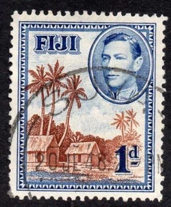 FIJI USED 1938 SG250 1d Brown/Blue - Picture 1 of 1