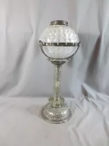 Antique Hukin & Heath Silver Plated Oil Lamp Heavy Cut Glass Font - Bild 1 von 23