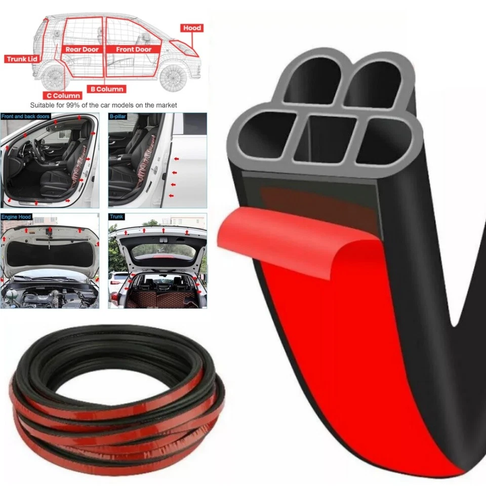 53ft Car Door Seal Strip Universal Car Door Weather Stripping Rubber Seal Strip - Image 1 of 4