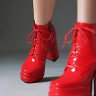 Punk Women's Lace Up Side Zip Fashion Ankle Boots Platform Chunky Heels Shoes