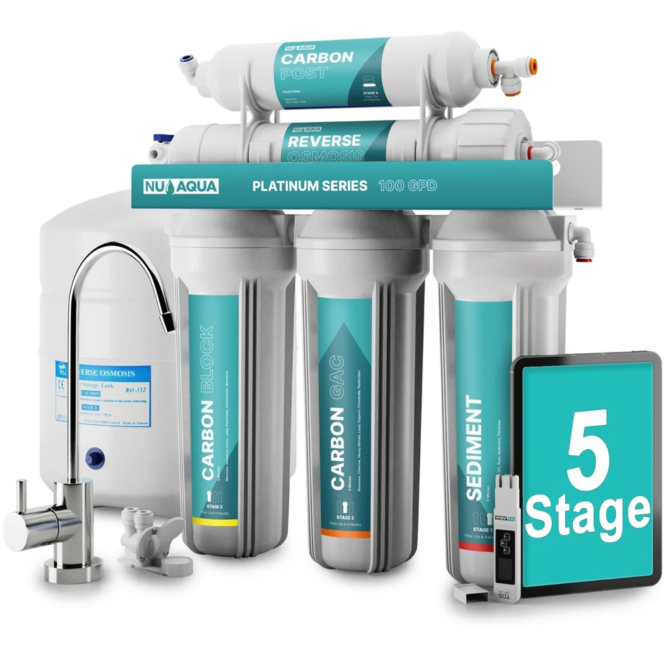 NU Aqua 100GPD Under Sink Reverse Osmosis Water Filter System - 120 Day Trial - Image 1 of 4