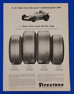 1964 FIRESTONE INDY 500 RACE TIRES PRINT AD A.J. FOYT "GREATEST NAME IN RACING" - Picture 1 of 1