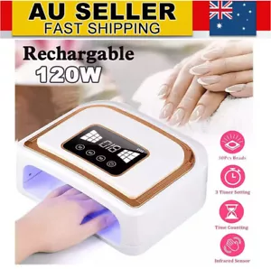 120W Cordless Rechargeable LED/UV Nail Lamp Nail Gel Polish Light Dryer 7800mAh - Picture 1 of 11
