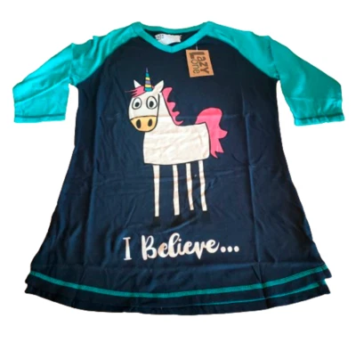 Lazyone Women Pyjama Tops PJ T-Shirts Nightwear Sleepwear Cotton Unicorn D147 - Image 1 of 4
