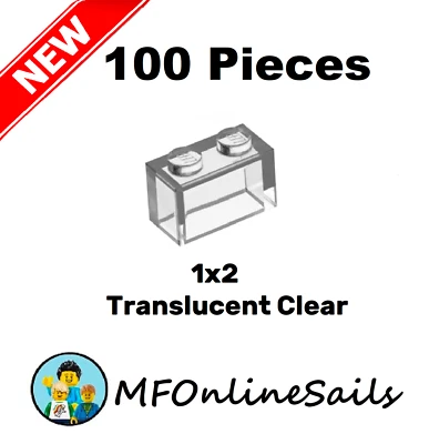 **NEW** 100x Genuine LEGO 1x2 Bricks Translucent Clear 3004 3065 Bulk Trans - Image 1 of 4