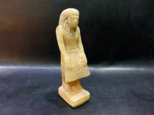 Antigua estatua egipcia de faraón pasmético - hecha de piedra de alabastro antigua - Imagen 1 de 4