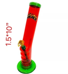 INHALE®️1.5x10" GRIP ACRYLIC HOOKAH WATER PIPE WITH THUMB CARB MADE IN THE USA - Picture 1 of 2