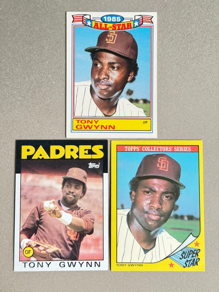 Tony Gwynn -- (3) Card Lot -- 1986 Topps, Woolworth, Topps All Star Glossy - HOF - Image 1 of 3