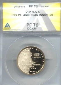 2019-S $1 American Innovators DE ANACS Authenticated REV PF 70 Dollar - Picture 1 of 2