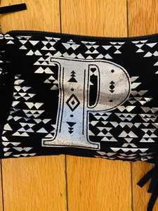 Justice Girls Letter P Handbag Purse/ Black & Silver With Fringe - Picture 1 of 6
