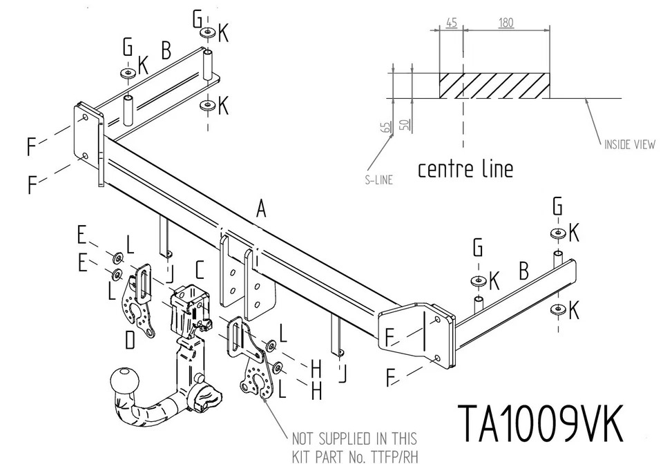 Barra de remolque desmontable vertical Towtrust para Volkswagen Passat berlina 1997 a 2005 Foto 1 de 4