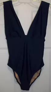 J. Crew Women's Navy Plunging V-Neck One Piece Swimsuit Size XL Navy Blue NWT - Picture 1 of 6