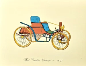 Ford Gasoline Carriage 1898 Lithograph Clarence P. Hornung Antique Automobile - Picture 1 of 1
