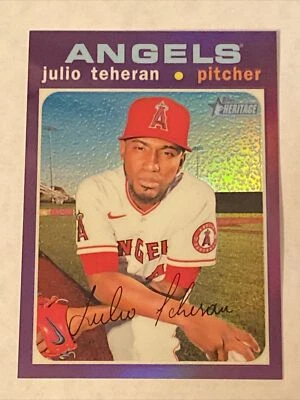 2020 Topps Heritage High Purple Chrome #THC-516 Julio Teheran Los Angeles Angels - Image 1 of 2