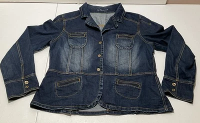 Женская джинсовая куртка Gitano на пуговицах темно-синяя вареная выцветшая размер XL - Изображение 1 из 4
