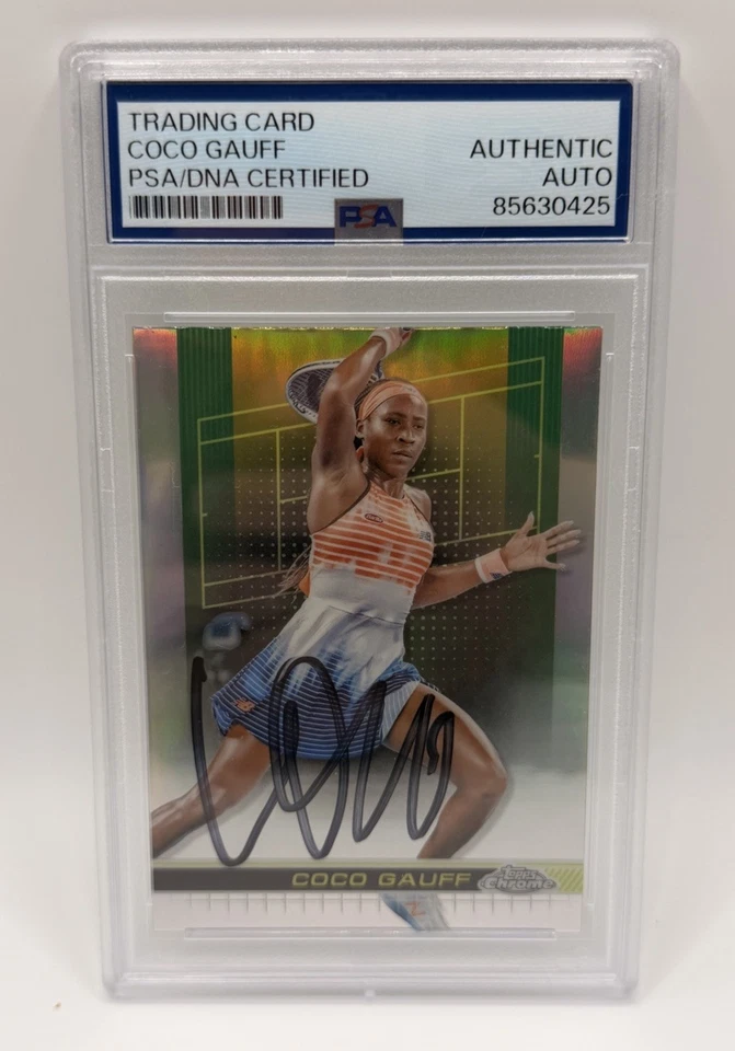 Coco Gauff Signed 2024 PTPA Topps Chrome Silver Holo Card PSA/DNA Tennis Auto - Image 1 of 2