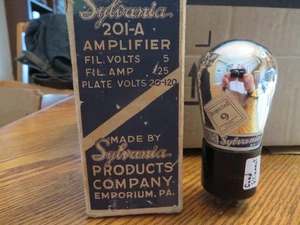 Radio tube Sylvania 201-A original box tested good/Short pins - Picture 1 of 4