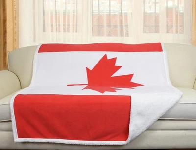 CANADA Sherpa Fleece TV Blanket National Flag Throws Warm Reversible Blanket - Image 1 of 4