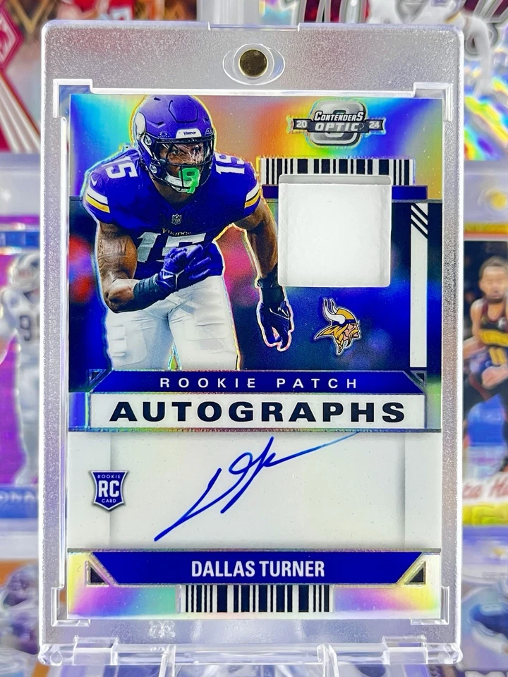 2024 Dallas Turner дебютант нашивка с автографом /75 Vikings RPA-DTR - Изображение 1 из 3