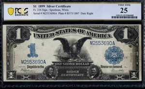 Certificado de plata $1 1899 Fr. 236 BLACK EAGLE Barato + Atractivo PCGS VF 25 - Imagen 1 de 2
