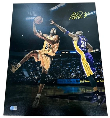 MAGIC JOHNSON SIGNED 16x20 VS KOBE Custom Lakers Art Photo Beckett Authenticated - Image 1 of 4