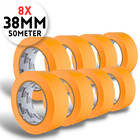 8 Rollen Goldband 38mm x 50m Rolle Klebeband Malerband Abdeckband Malerkrepp