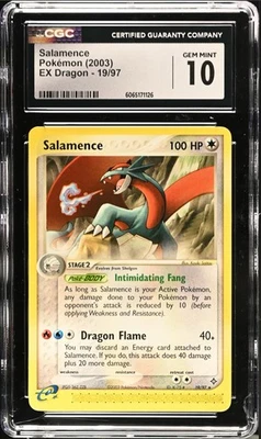 CGC 10 GEM MINT Salamence 19/97 RARE EX Dragon 2003 Vintage Pokémon Card - Image 1 of 2