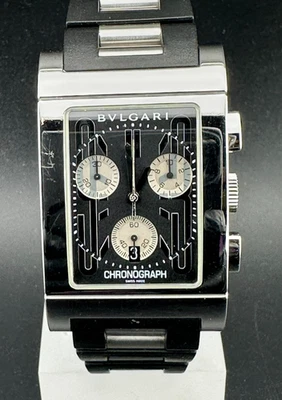 Bvlgari Rettangolo Chronograph Men's Black Quartz Date 29mm Watch RTC49S - Image 1 of 4