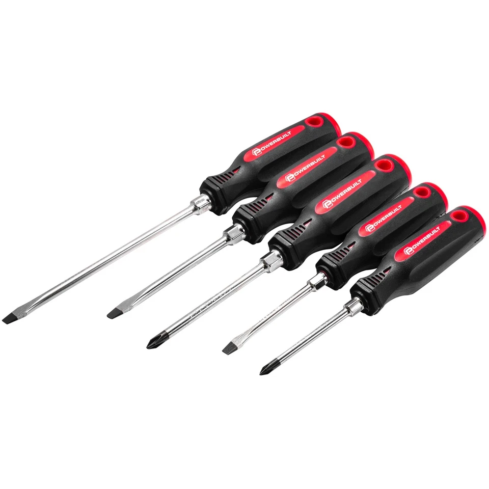 Powerbuilt 5 Piece Screwdriver Set with Double Injection Handles - 646181 - Image 1 of 1