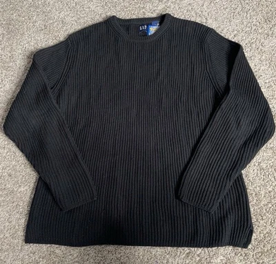 Vtg Gap Sweater Mens Large Black Chunky Ribbed Fisherman Knit 90s Y2K Preppy EUC - Image 1 of 4