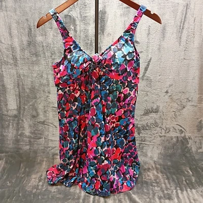 Vestido de baño de una pieza para mujer Croft & Barrow TALLA: 14 púrpura rosa floral adelgazante Foto 1 de 4