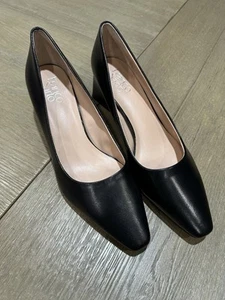 Franco Sarto Jesslyn Pumps Leather Slip On Block Heel Black Women's 8.5 M NWOB - Picture 1 of 5