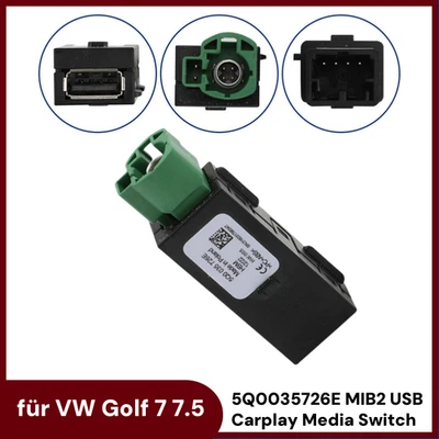 5Q0035726E MIB2 USB Carplay Media Switch Instalación Enchufe para VW Golf 7 7.5 - Imagen 1 de 4
