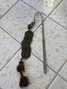 Chinese Brass Bookmark with (5) Antique Chinese Coins - Picture 1 of 6
