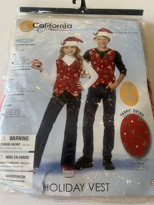 Chaleco Rojo de Vacaciones Decorado Festivo Alegre Navidad Disfraz Niño Unisex L 10-12 Foto 1 de 2