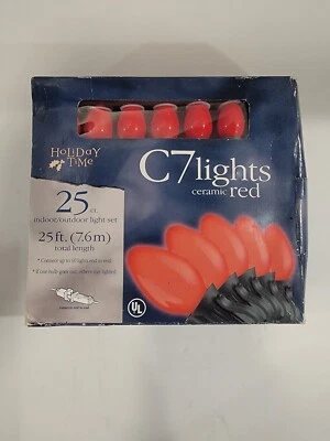 Holiday Time C7 Ceramic Red String Lights Indoor/Outdoor 25 Ct/box, Brand New - Image 1 of 4