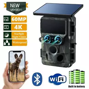 Solarny 4K 60MP Kamera do dzikich zwierząt Noktowizor Kamera do monitoringu Kamera myśliwska Półki fotograficzne 2.4" - Zdjęcie 1 z 9