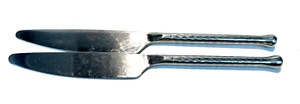 2 pc GS Gourmet Settings Hammered Silver Hearts SS Flatware Dinner Knife - Picture 1 of 4