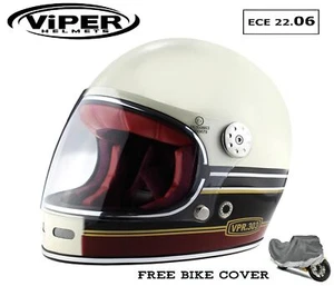 F656 Retro Sport Casco Integrale Moto ECE certificado Casco de fibra de vidrio - Imagen 1 de 8