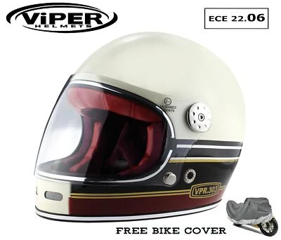 F656 Retro Sport Casco Integrale Moto ECE certificado Casco de fibra de vidrio - Imagen 1 de 4