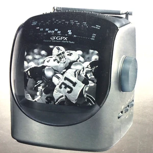 Vintage Black & White 5 1/2" GPX TVP2 Portable TV With AM FM Radio Gray - Picture 1 of 7