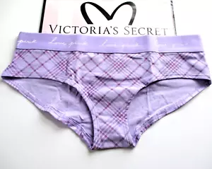 VICTORIA'S SECRET PINK Cotton Hiphugger Hipster Panty Lavender Love Purple Plaid - Picture 1 of 4