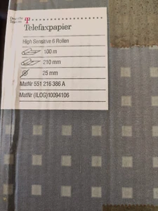 6 x 100 Meter Telekom Faxpapier Telefaxrollen NEU - Bild 1 von 1