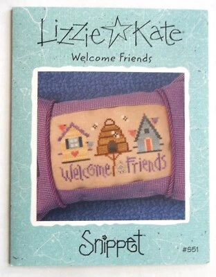 Lizzie Kate Snippet #S51 - WELCOME FRIENDS Cross Stitch Chart ONLY - Image 1 of 2