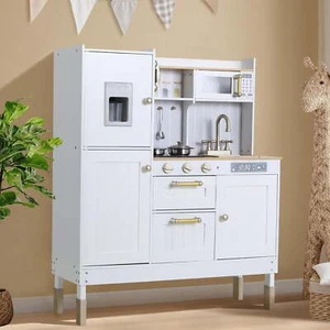 Kids Pretend Play Kitchen Toddler Wooden Kitchen Playset Cooking Toys Age 3+ - Picture 1 of 11