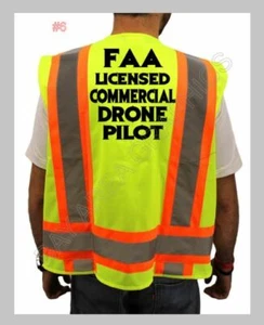 LICENSED COMMERCIAL DRONE PILOT SAFETY VEST HI-VISIBILITY REFLECTIVE #6 - Picture 1 of 7