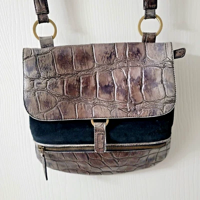 复古意大利黑色麂皮绒斜挎包意大利制造 Nuovedive 卵石 — 第 1/4 张图片