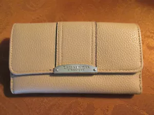 PORTAFOGLIO FIRMATO JONES NEW YORK PELLE MARRONE CHIARO STRUTTURA CIOTTOLI - Foto 1 di 5