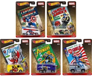 New 2021 Hot Wheels Premium Pop Culture Marvel vehicles complete set of 5 MOC !! - Picture 1 of 1