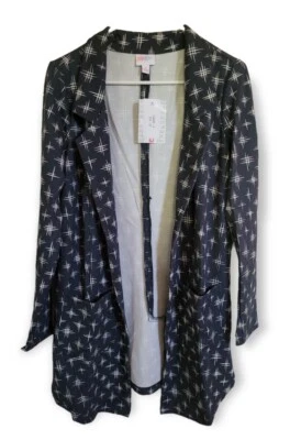 Blazer Gwen pequeno com estampa de hashtag Lularoe design branco S cinza? Azul? Base Nova! - Imagem 1 de 4